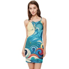 Waves Ocean Sea Abstract Whimsical (2) Summer Tie Front Dress by Jancukart