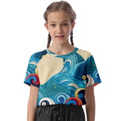 Waves Ocean Sea Abstract Whimsical (2) Kids  Basic Tee