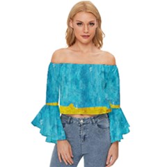 Background-107 Off Shoulder Flutter Bell Sleeve Top by nateshop