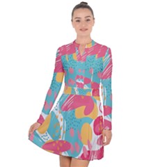 Background-109 Long Sleeve Panel Dress by nateshop