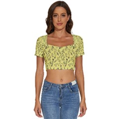 Back-to-school Short Sleeve Square Neckline Crop Top  by nateshop