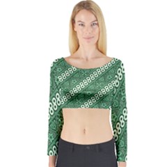 Batik-green Long Sleeve Crop Top by nateshop