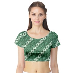 Batik-green Short Sleeve Crop Top by nateshop