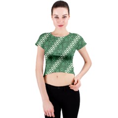 Batik-green Crew Neck Crop Top by nateshop