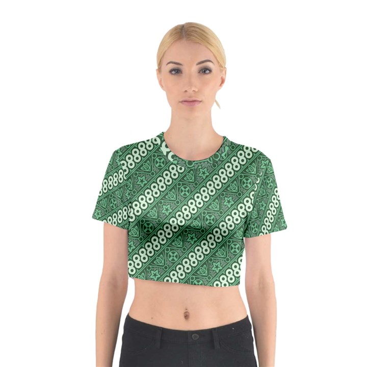 Batik-green Cotton Crop Top