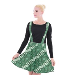 Batik-green Suspender Skater Skirt by nateshop