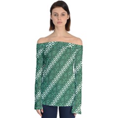 Batik-green Off Shoulder Long Sleeve Top by nateshop