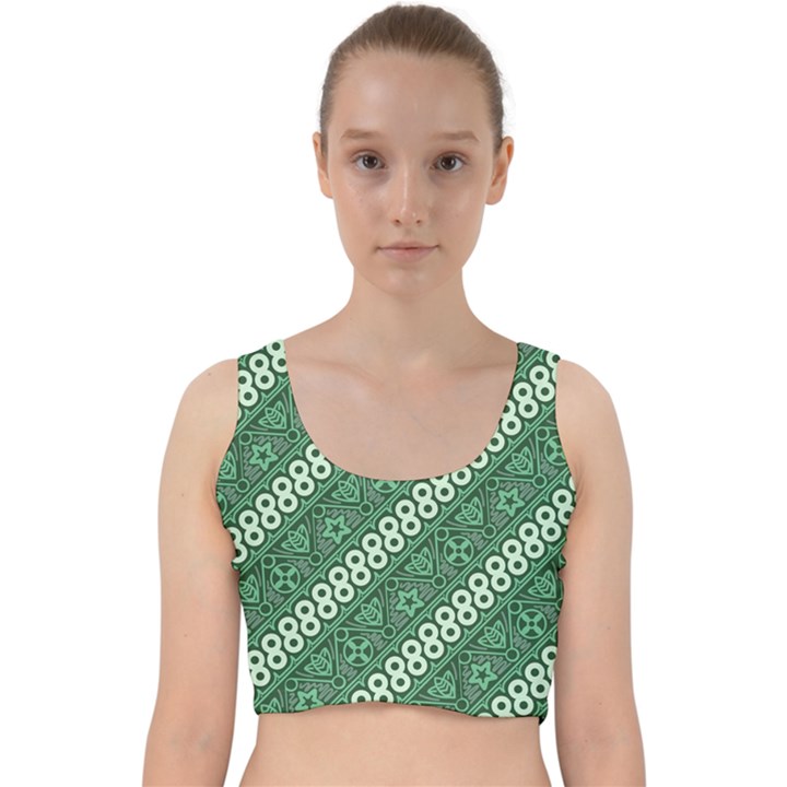 Batik-green Velvet Racer Back Crop Top