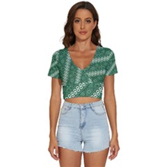 Batik-green V-neck Crop Top by nateshop