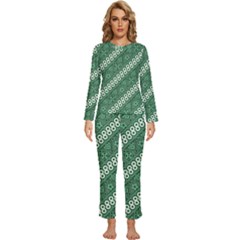 Batik-green Womens  Long Sleeve Lightweight Pajamas Set by nateshop