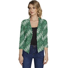 Batik-green Women s Casual 3/4 Sleeve Spring Jacket