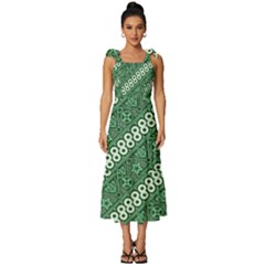 Batik-green Tie-strap Tiered Midi Chiffon Dress by nateshop