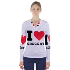 I Love Gregory V-neck Long Sleeve Top by ilovewhateva