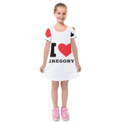 I Love Gregory Kids  Short Sleeve Velvet Dress by ilovewhateva