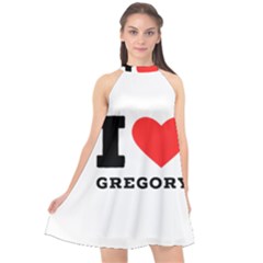 I Love Gregory Halter Neckline Chiffon Dress  by ilovewhateva