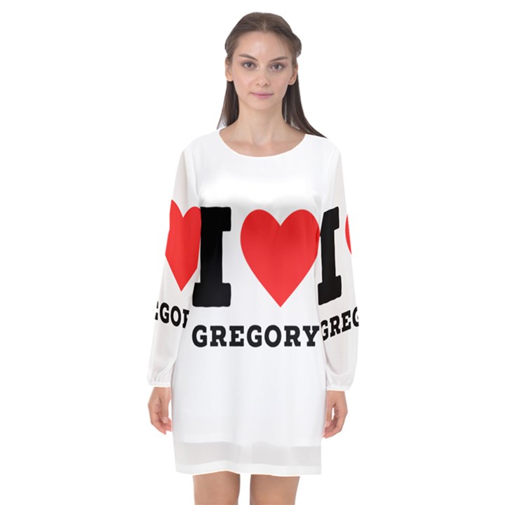 I love gregory Long Sleeve Chiffon Shift Dress 