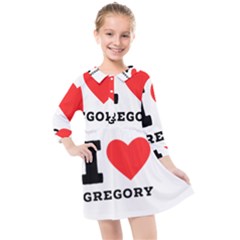 I Love Gregory Kids  Quarter Sleeve Shirt Dress by ilovewhateva