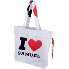 I Love Samuel Drawstring Tote Bag by ilovewhateva