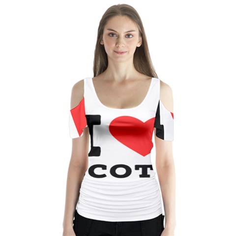 I Love Scott Butterfly Sleeve Cutout Tee  by ilovewhateva