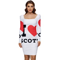 I Love Scott Women Long Sleeve Ruched Stretch Jersey Dress by ilovewhateva