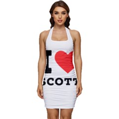 I Love Scott Sleeveless Wide Square Neckline Ruched Bodycon Dress by ilovewhateva