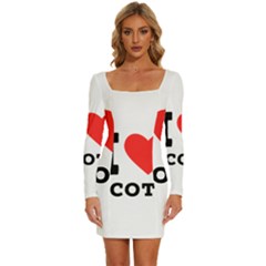 I Love Scott Long Sleeve Square Neck Bodycon Velvet Dress by ilovewhateva