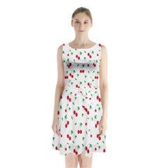 Cherries Sleeveless Waist Tie Chiffon Dress by nateshop