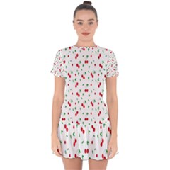 Cherries Drop Hem Mini Chiffon Dress by nateshop