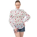 Cherries High Neck Long Sleeve Chiffon Top View1