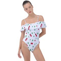 Cherries Frill Detail One Piece Swimsuit by nateshop