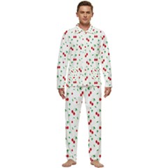 Cherries Men s Long Sleeve Velvet Pocket Pajamas Set