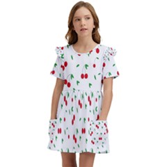 Cherries Kids  Frilly Sleeves Pocket Dress by nateshop