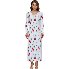 Cherries Long Sleeve Longline Maxi Dress by nateshop