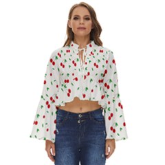 Cherries Boho Long Bell Sleeve Top by nateshop