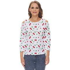 Cherries Cut Out Wide Sleeve Top