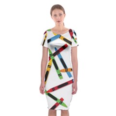 Crayons Classic Short Sleeve Midi Dress by nateshop