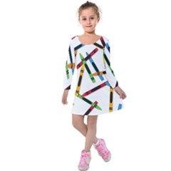 Crayons Kids  Long Sleeve Velvet Dress by nateshop