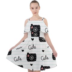 Cute-cutes Cut Out Shoulders Chiffon Dress by nateshop