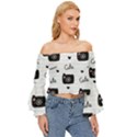 Cute-cutes Off Shoulder Flutter Bell Sleeve Top View3