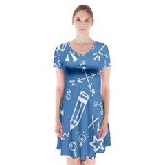 Education Short Sleeve V-neck Flare Dress by nateshop