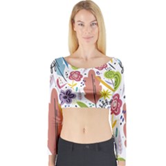 Flowers-101 Long Sleeve Crop Top by nateshop