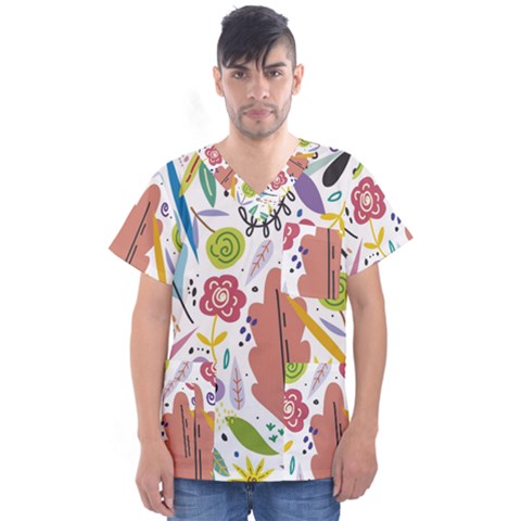 Flowers-101 Men s V-neck Scrub Top by nateshop