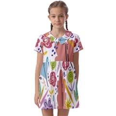 Flowers-101 Kids  Asymmetric Collar Dress