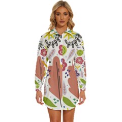 Flowers-101 Womens Long Sleeve Shirt Dress