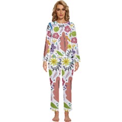 Flowers-101 Womens  Long Sleeve Lightweight Pajamas Set