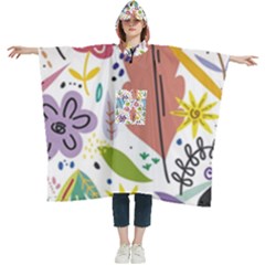 Flowers-101 Women s Hooded Rain Ponchos