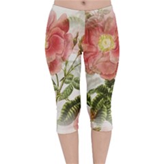 Flowers-102 Velvet Capri Leggings  by nateshop