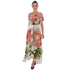 Flowers-102 Off Shoulder Open Front Chiffon Dress by nateshop