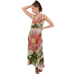 Flowers-102 V-neck Chiffon Maxi Dress by nateshop