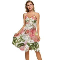 Flowers-102 Sleeveless Tie Front Chiffon Dress by nateshop